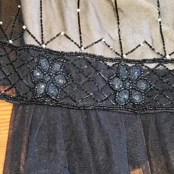 Beaded neck sheer layered dress flapper - Picture 3 of 11